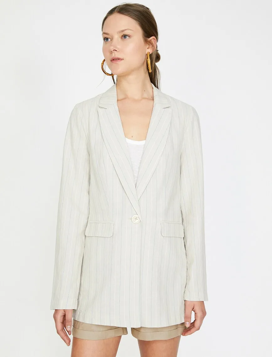 10609 Beige Striped Blazer