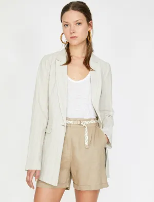 10609 Beige Striped Blazer