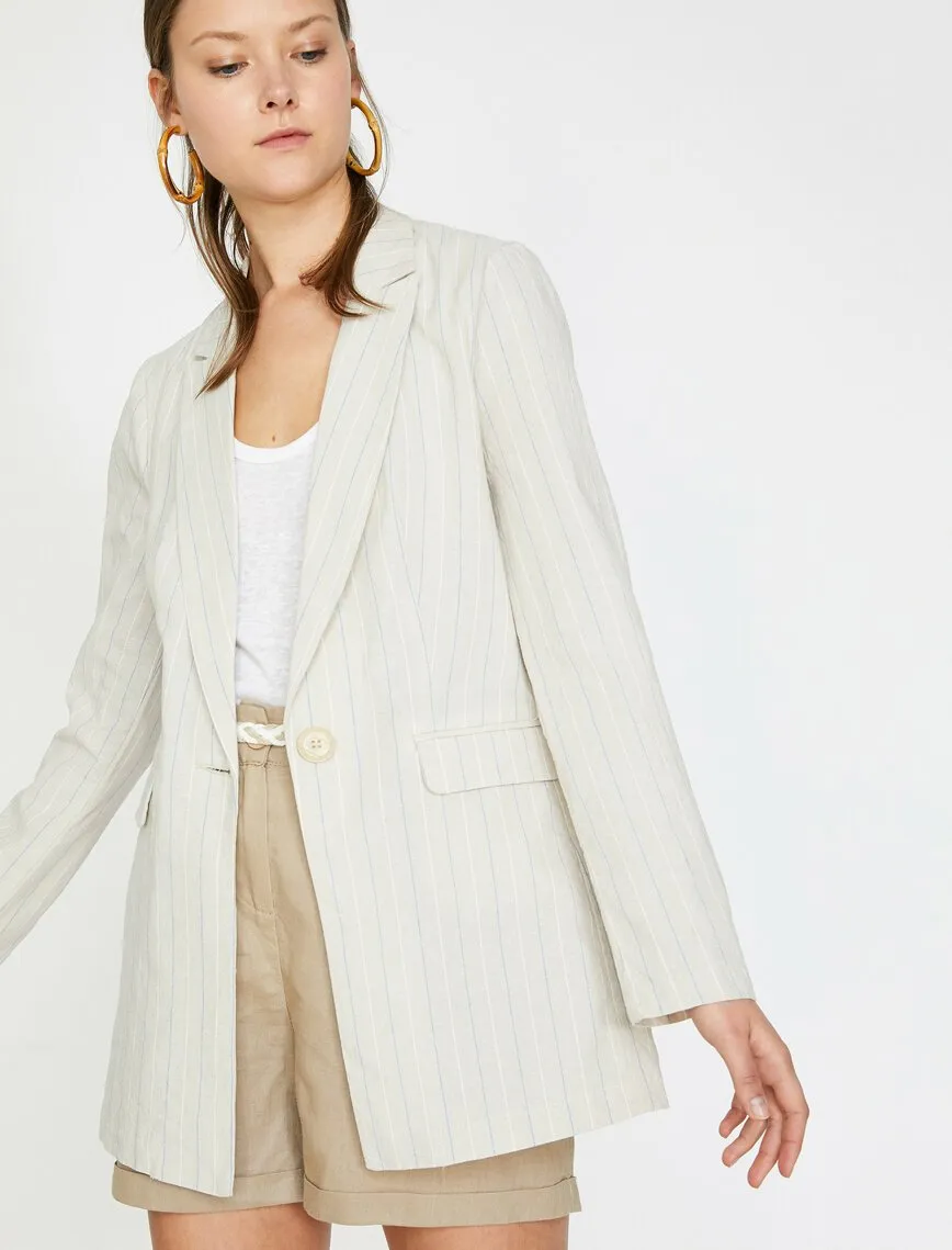 10609 Beige Striped Blazer