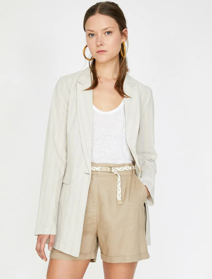10609 Beige Striped Blazer