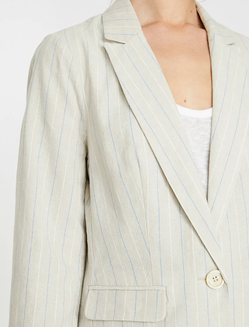 10609 Beige Striped Blazer