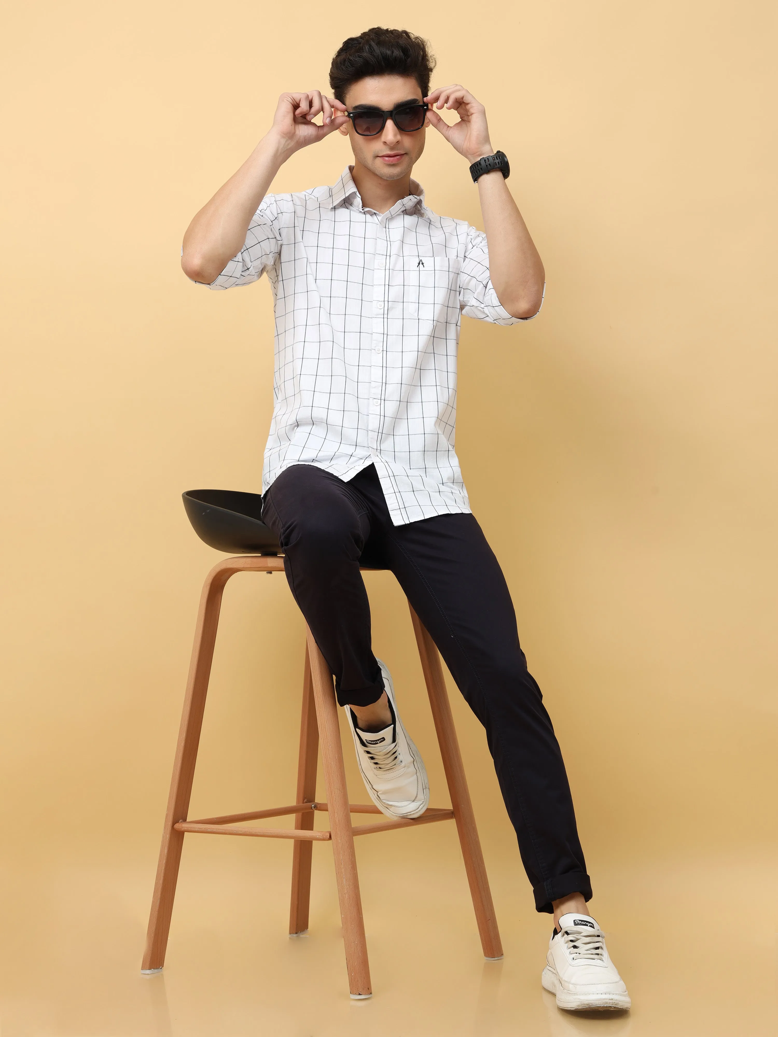 Albatross Plain classic Black chinos for mens