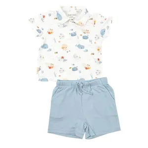 Angel Dear Polo and Short Set Cute Ocean