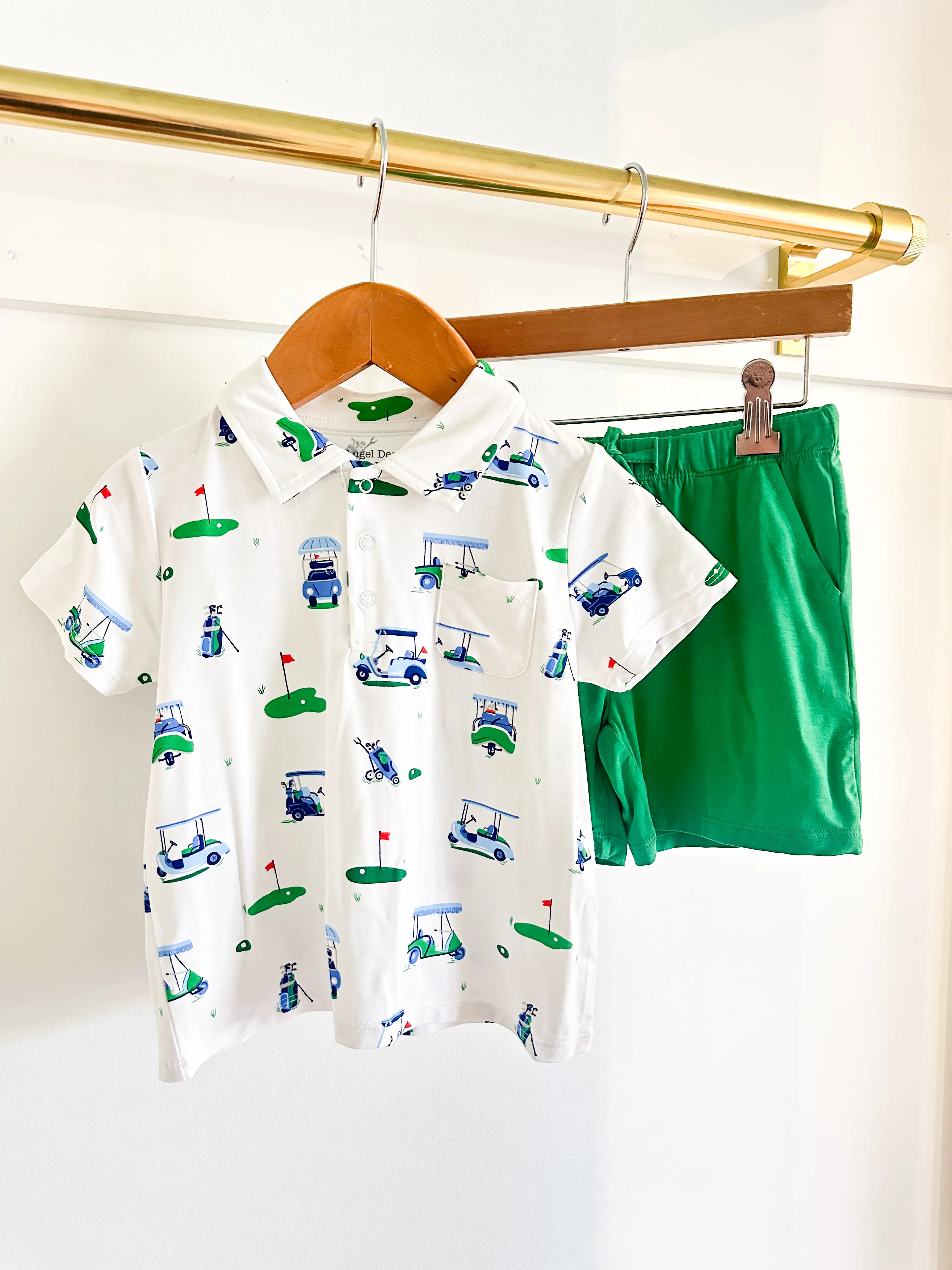 Angel Dear Vintage Golf Cart Polo   Short Set