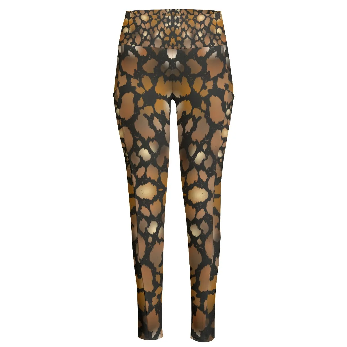 Animal Print High Waist Long Leggings With Side Pockets up to 6 XL