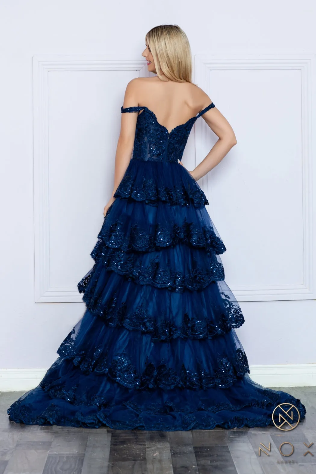 Applique Sweetheart Tiered Dress_R1299