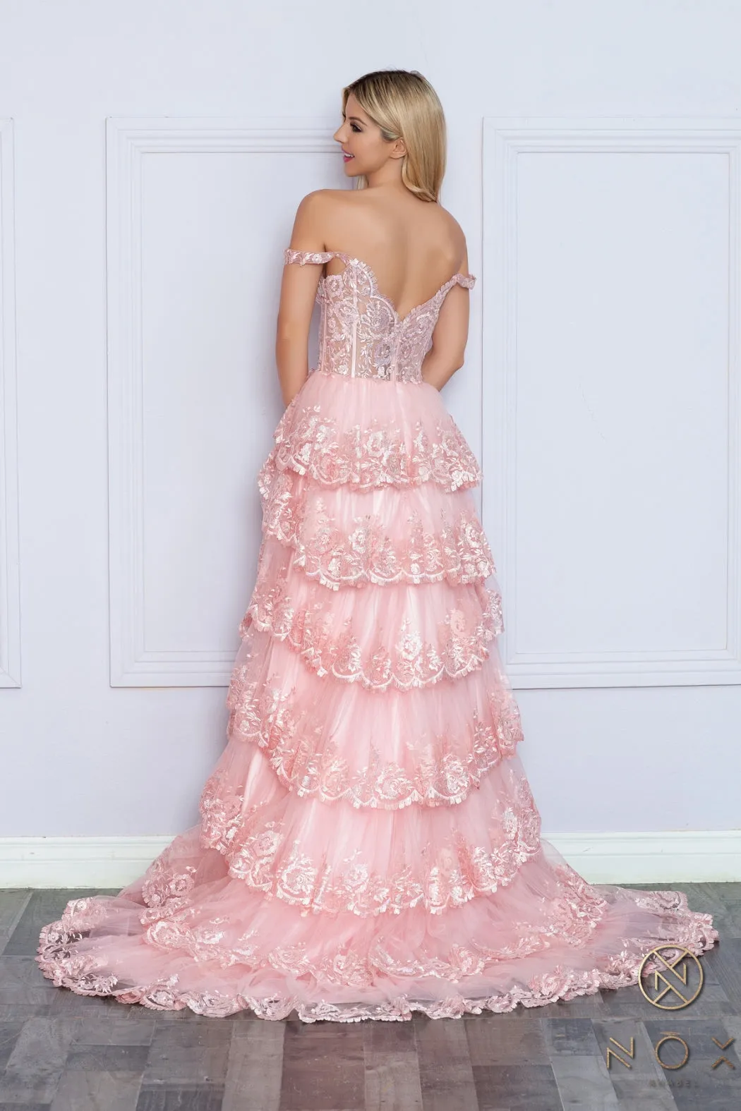 Applique Sweetheart Tiered Dress_R1299