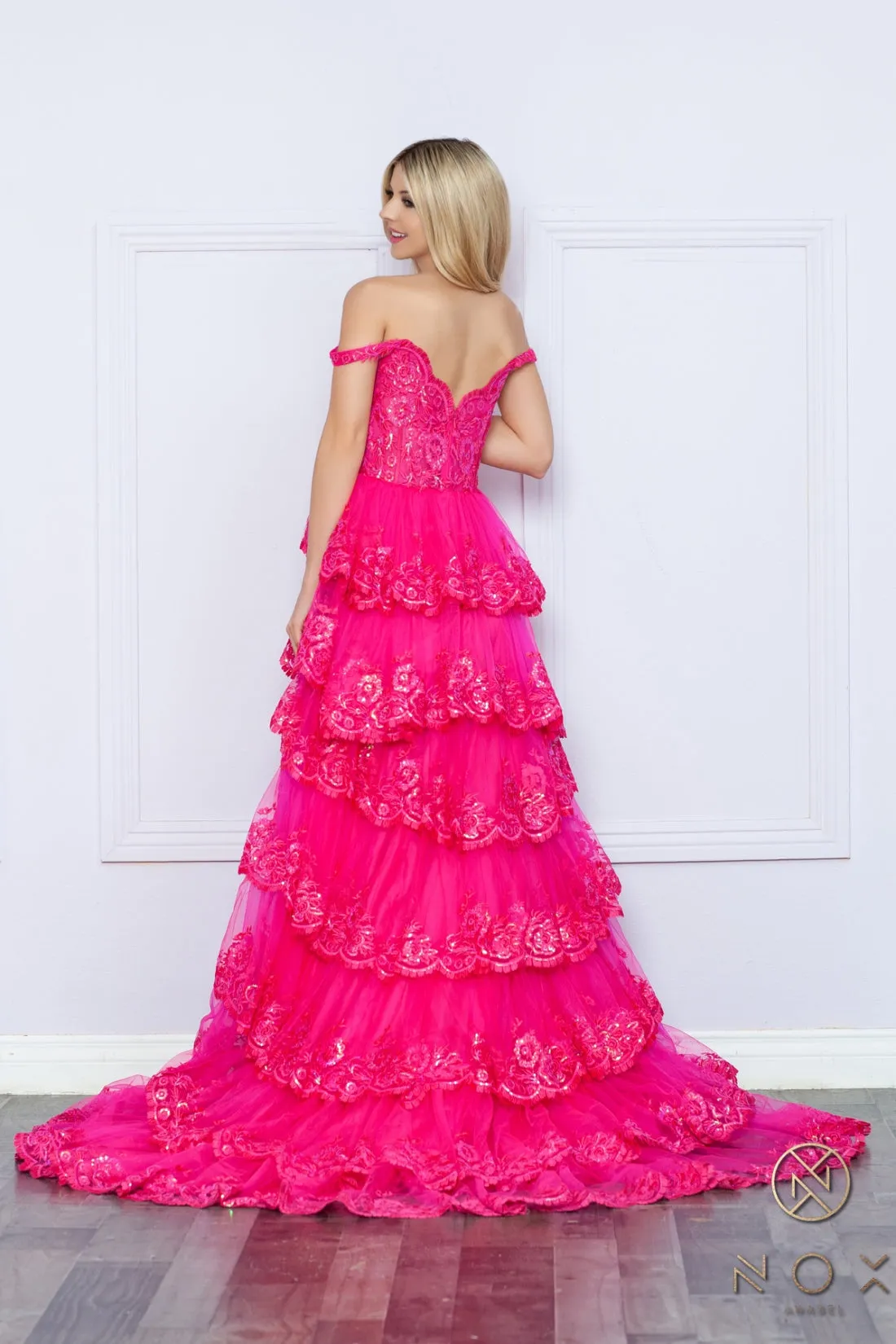 Applique Sweetheart Tiered Dress_R1299