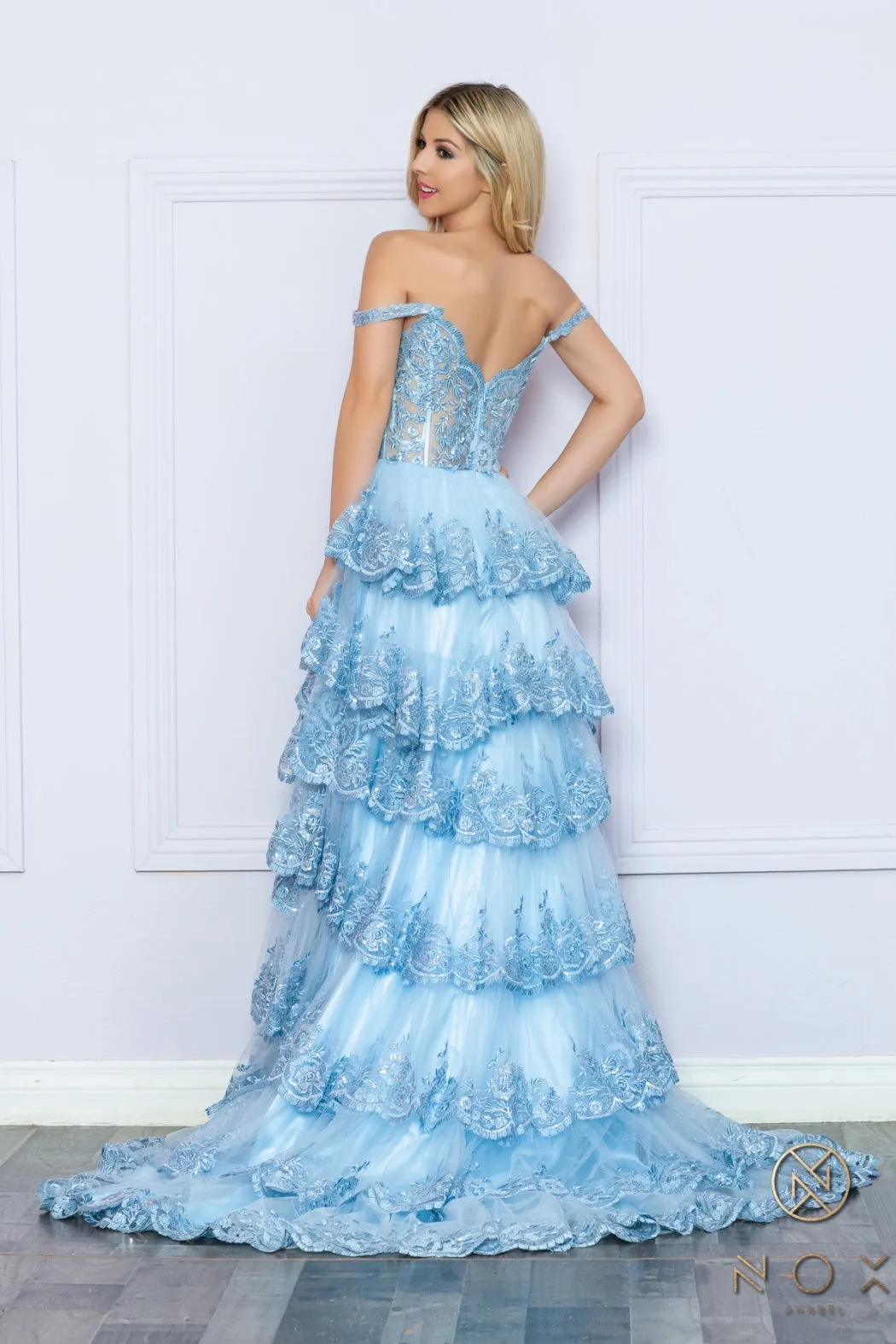 Applique Sweetheart Tiered Dress_R1299