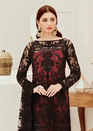 Beautiful fancy net dress in black and red color # P2283