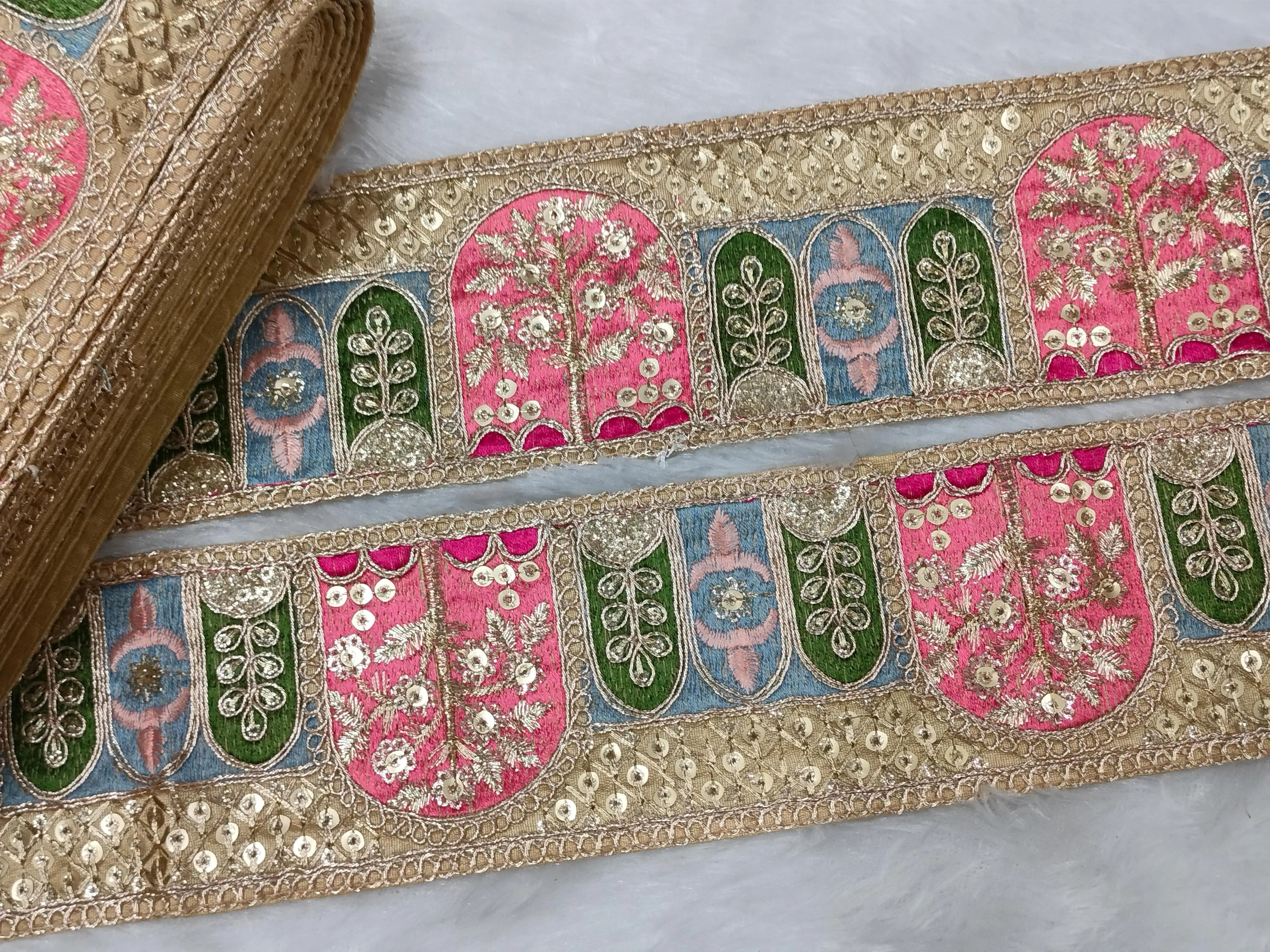 Beige Embellished Zari Work