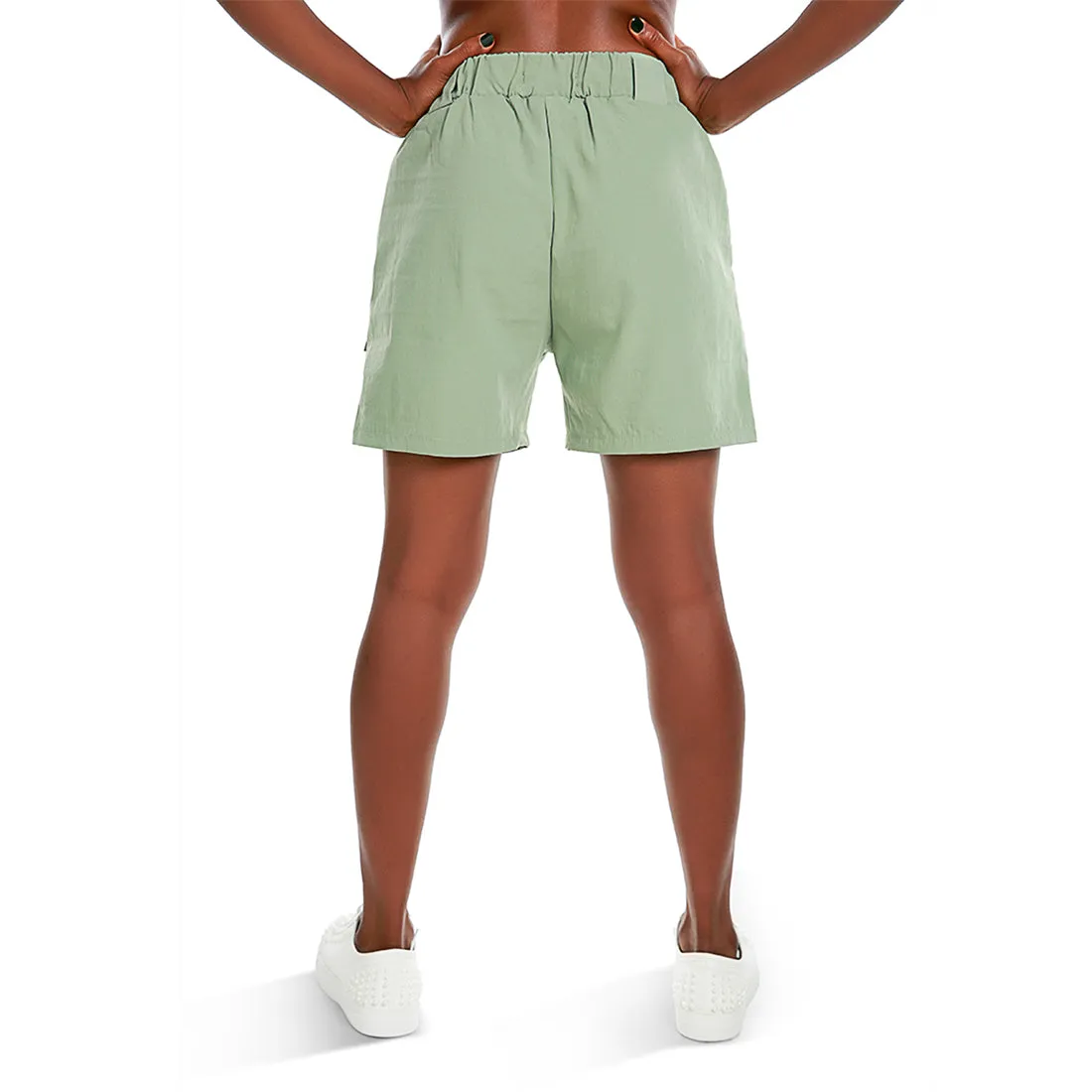 Belt Loop Solid Cargo Shorts