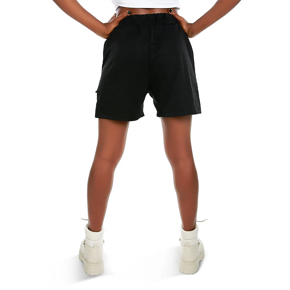 Belt Loop Solid Cargo Shorts