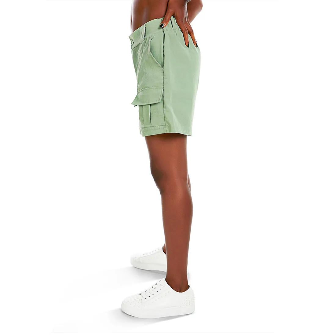 Belt Loop Solid Cargo Shorts