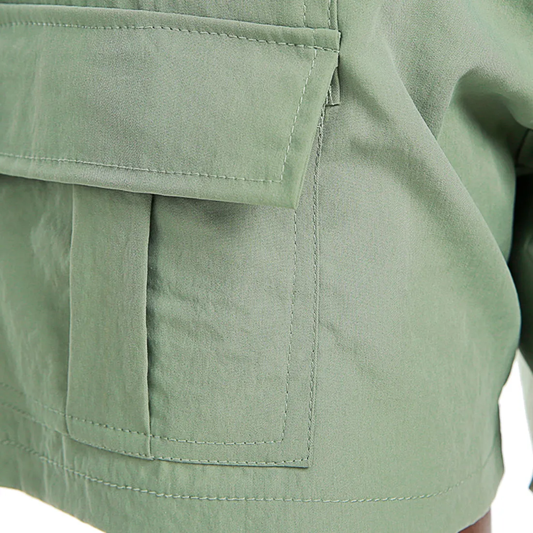 Belt Loop Solid Cargo Shorts