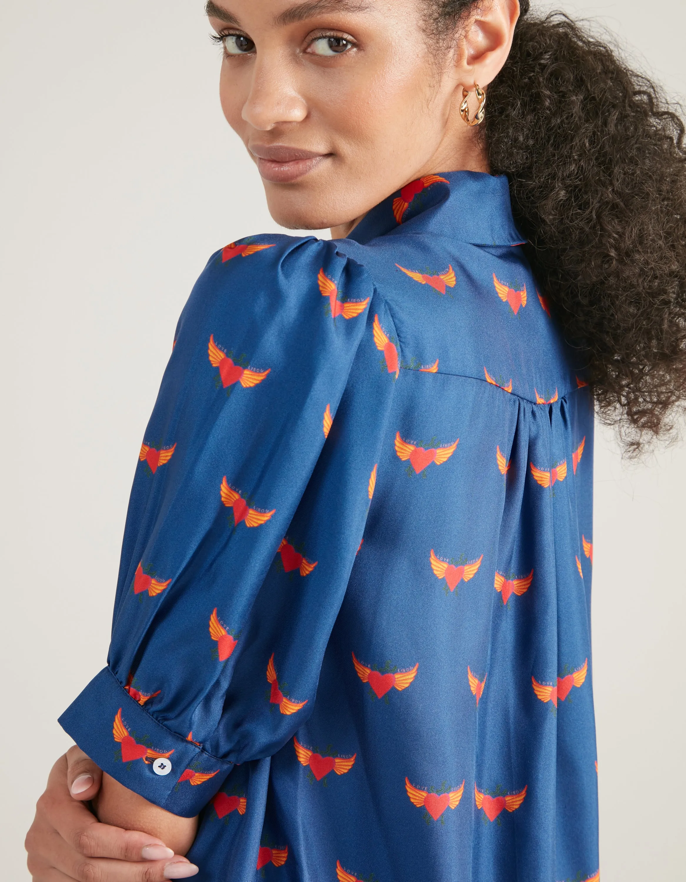 Betty Blue Flying Hearts Silk Shirt