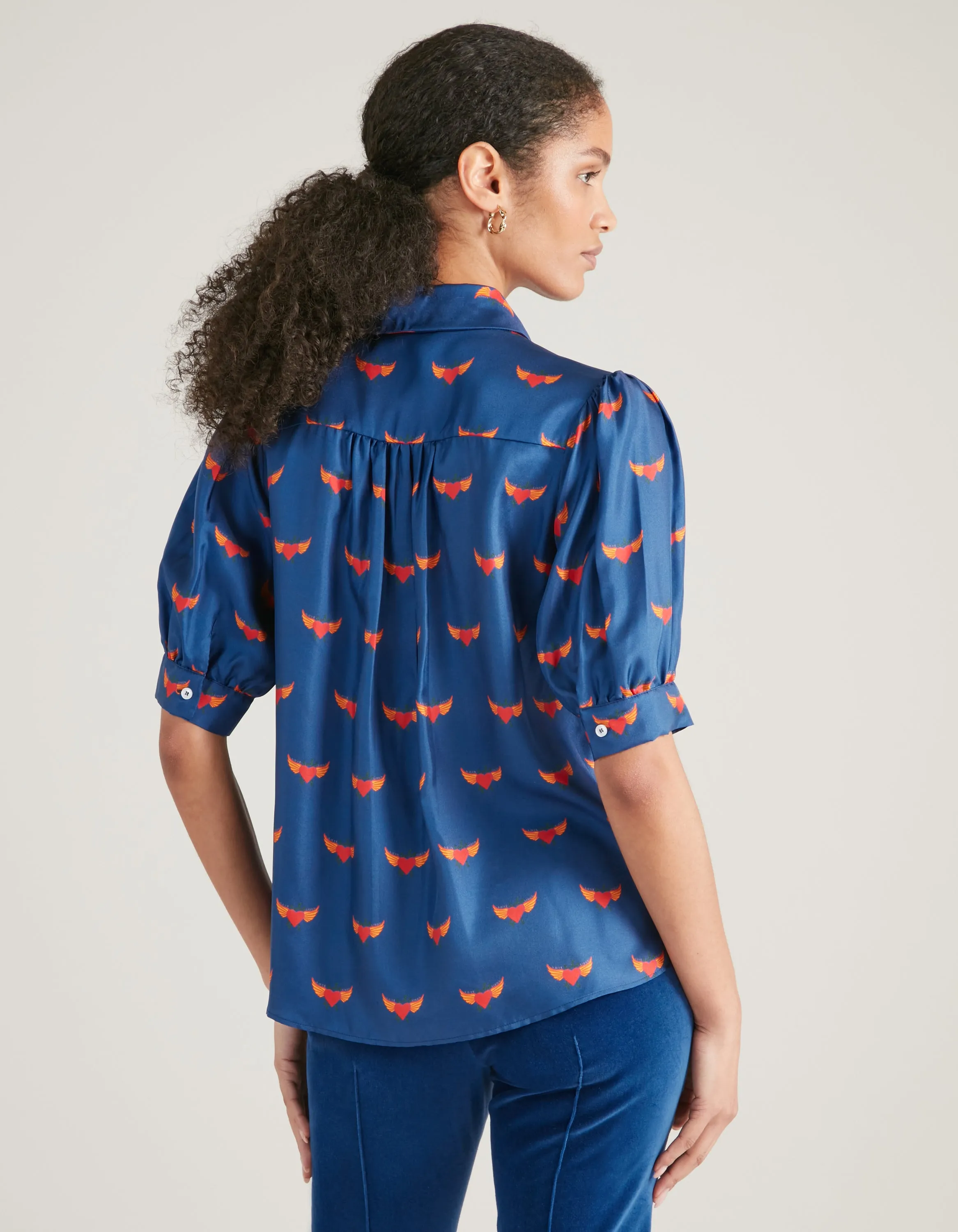 Betty Blue Flying Hearts Silk Shirt