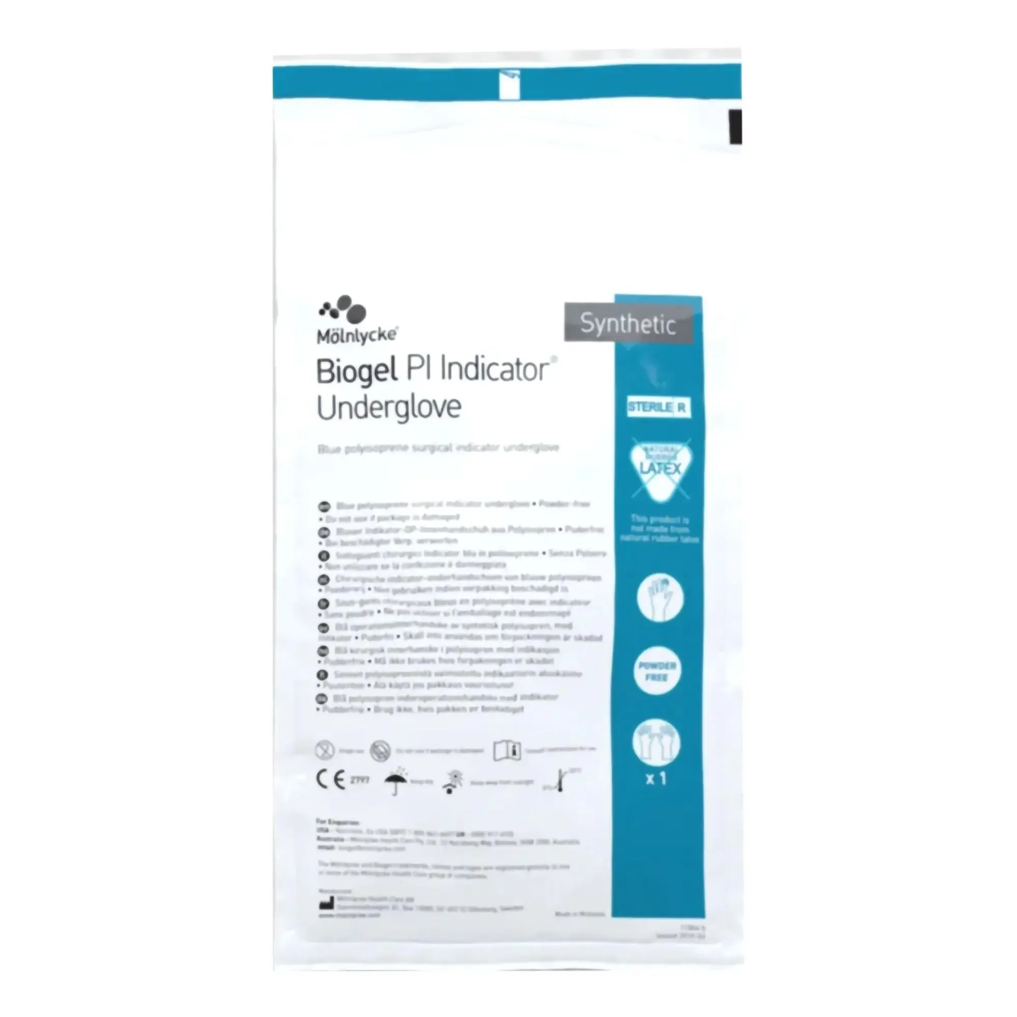 Biogel® PI Indicator Underglove™ Polyisoprene Surgical Underglove, Size 6.5, Blue