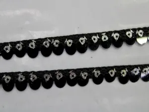 Black Fancy Sequins Work Trim Lace