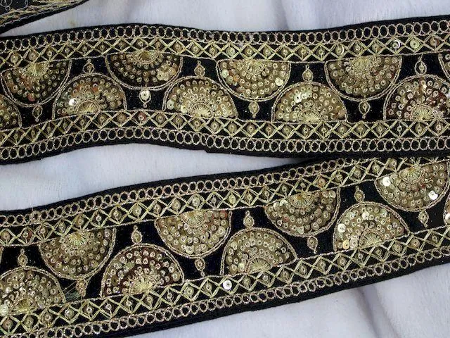 Black Floral Zari Work Embroidered Border