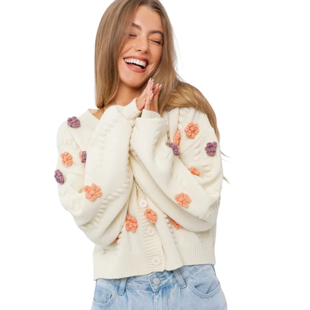 Bloomin Ready Embroidered Flower Cardigan