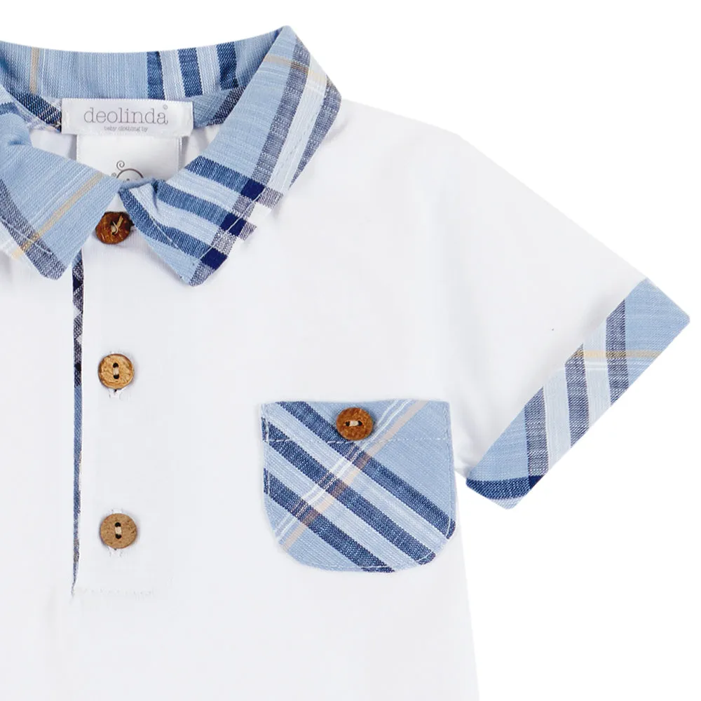 Blue Check Polo and Short Set