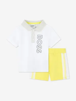 BOSS Baby Boys Polo Shirt And Shorts Set in White