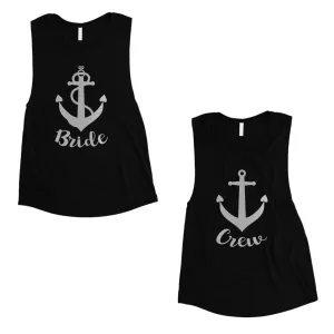 Bride Crew Anchor-SILVER Womens Muscle Tank Top Fun Amazing Gift