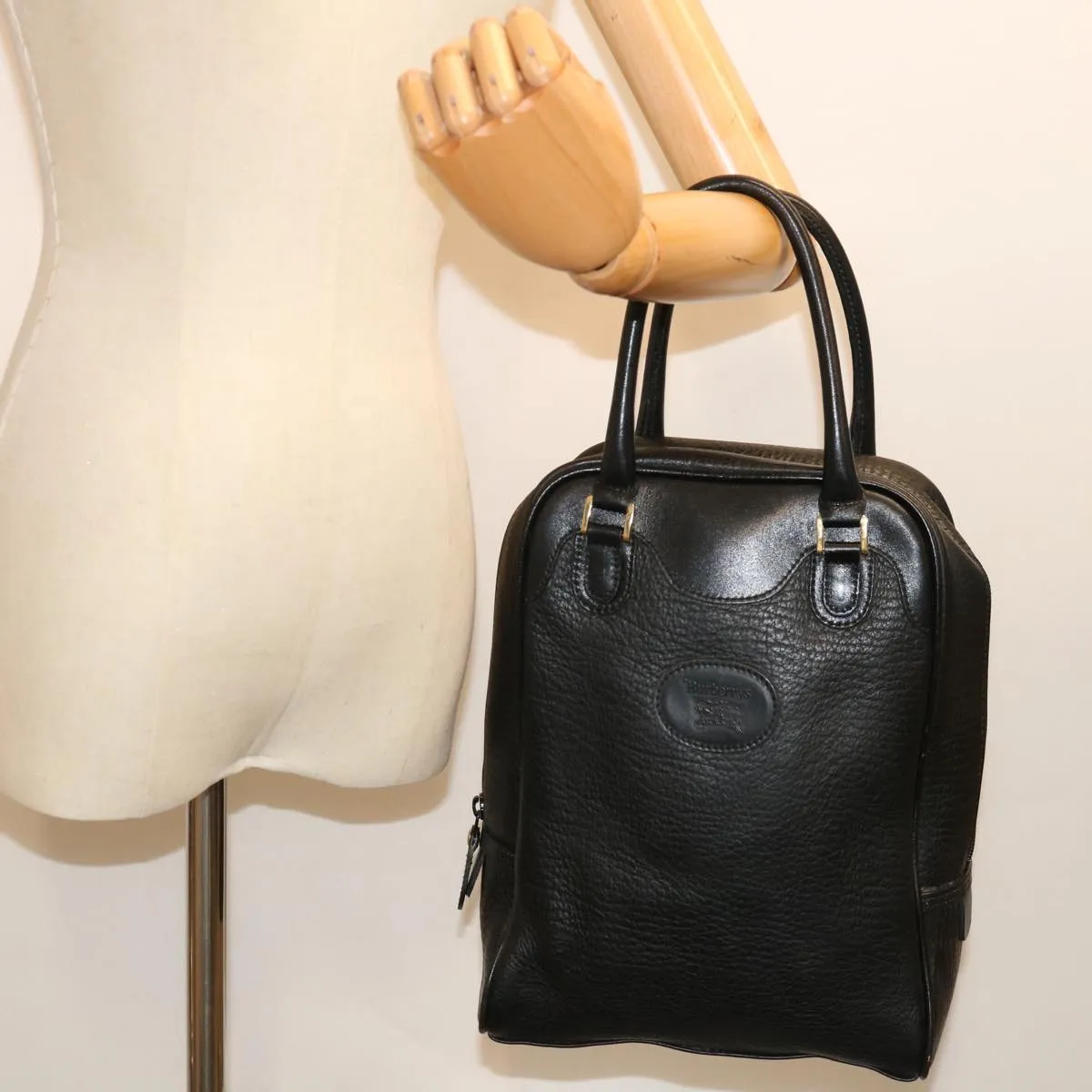 BURBERRYSs Shoes case Hand Bag Leather Black  72670