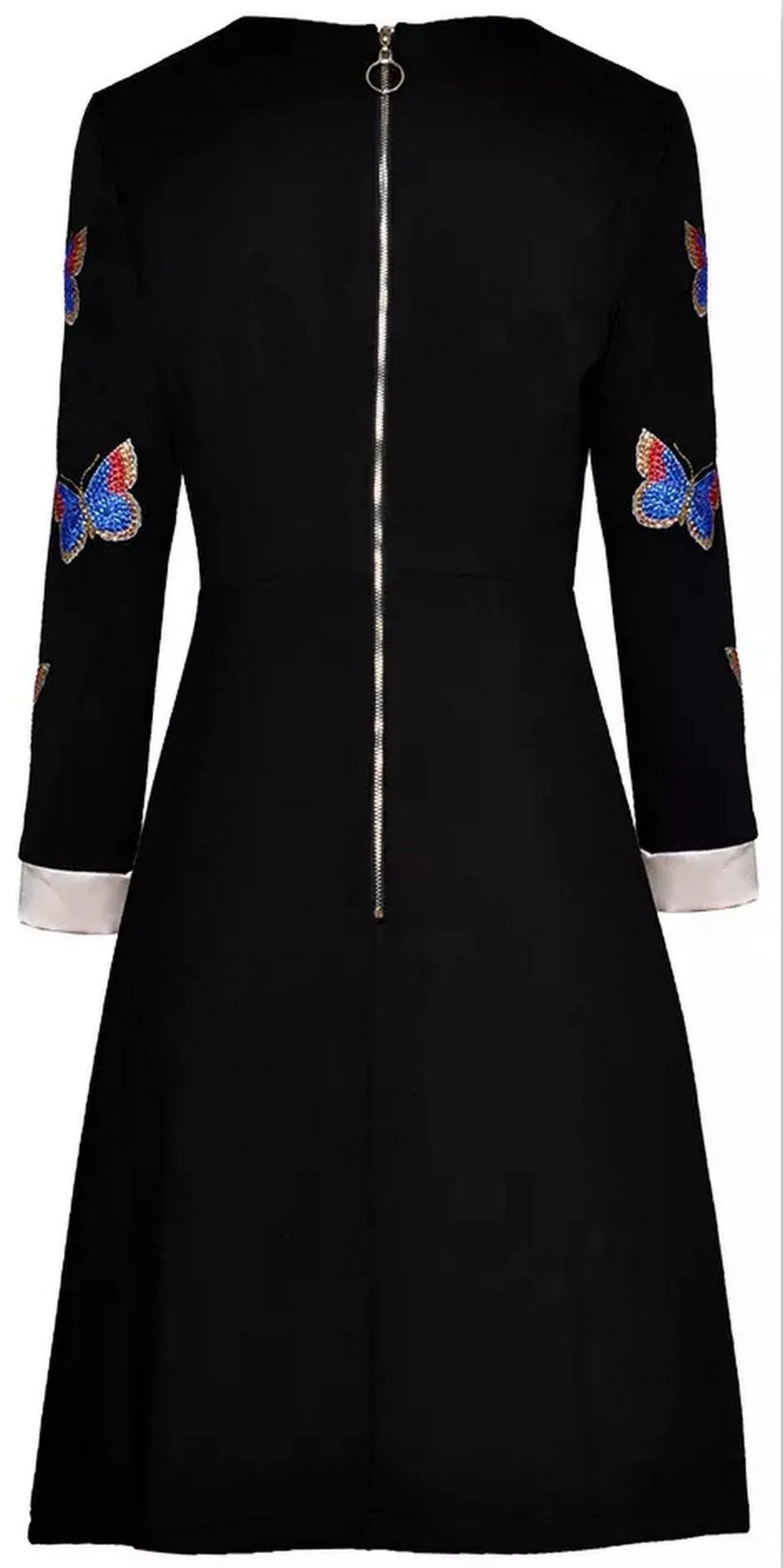 Butterfly-Embroidered Mini Dress