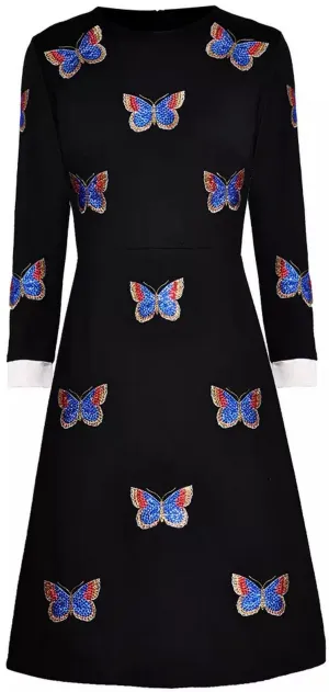 Butterfly-Embroidered Mini Dress