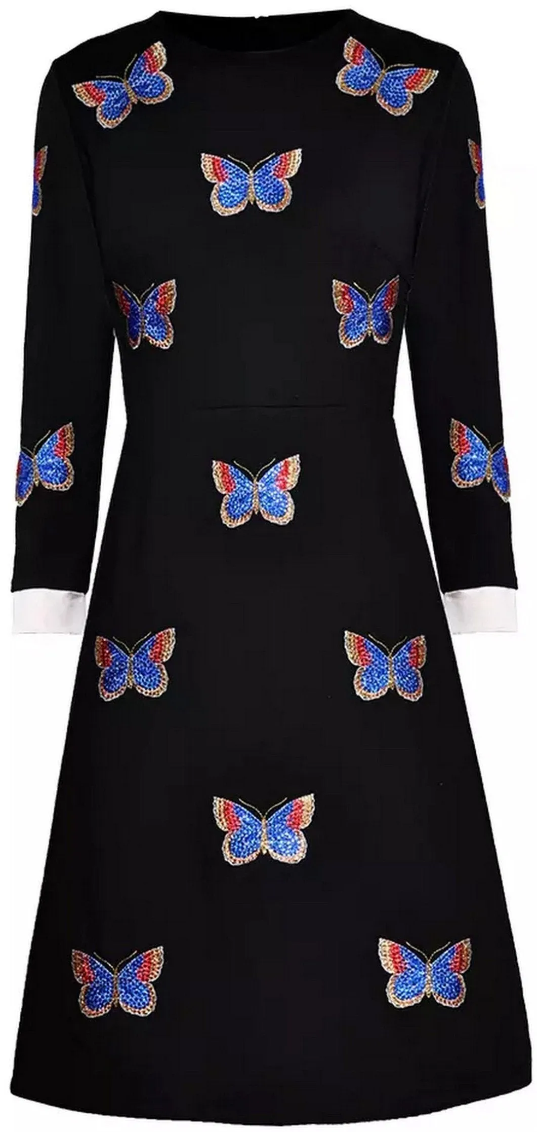Butterfly-Embroidered Mini Dress