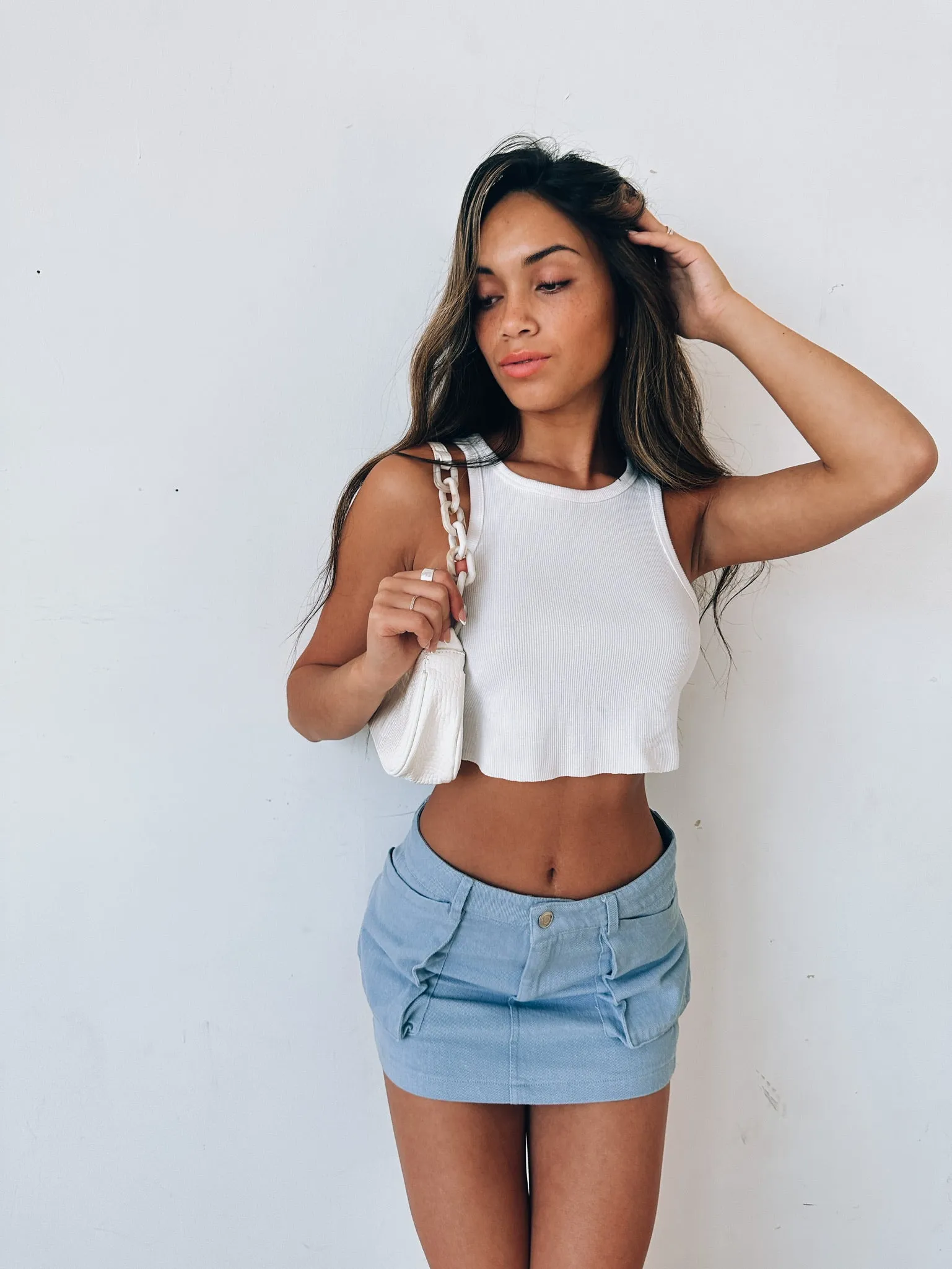 Cargo Denim Mini Skirt
