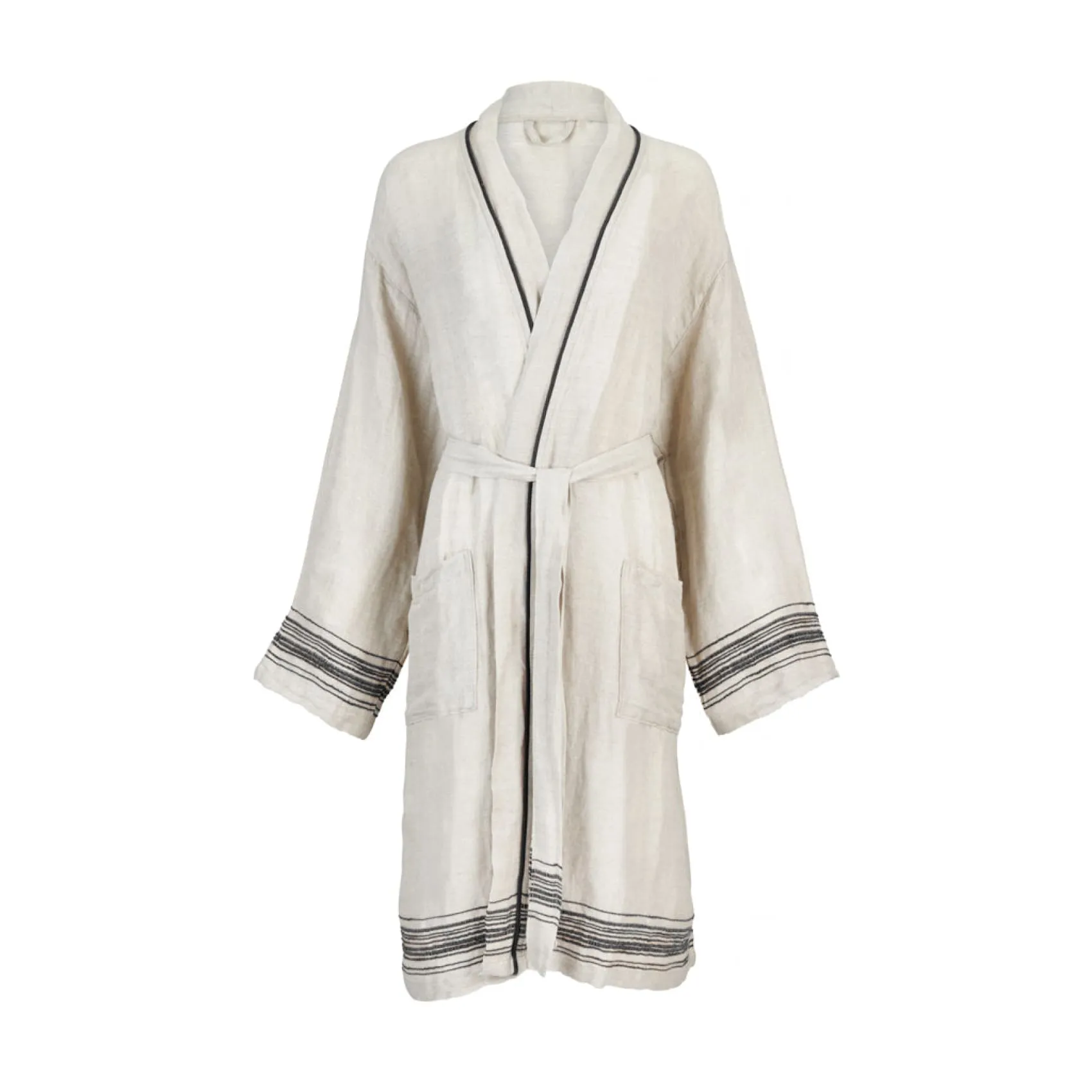 Ceren Linen Robe & Towel Gift Set, Ink