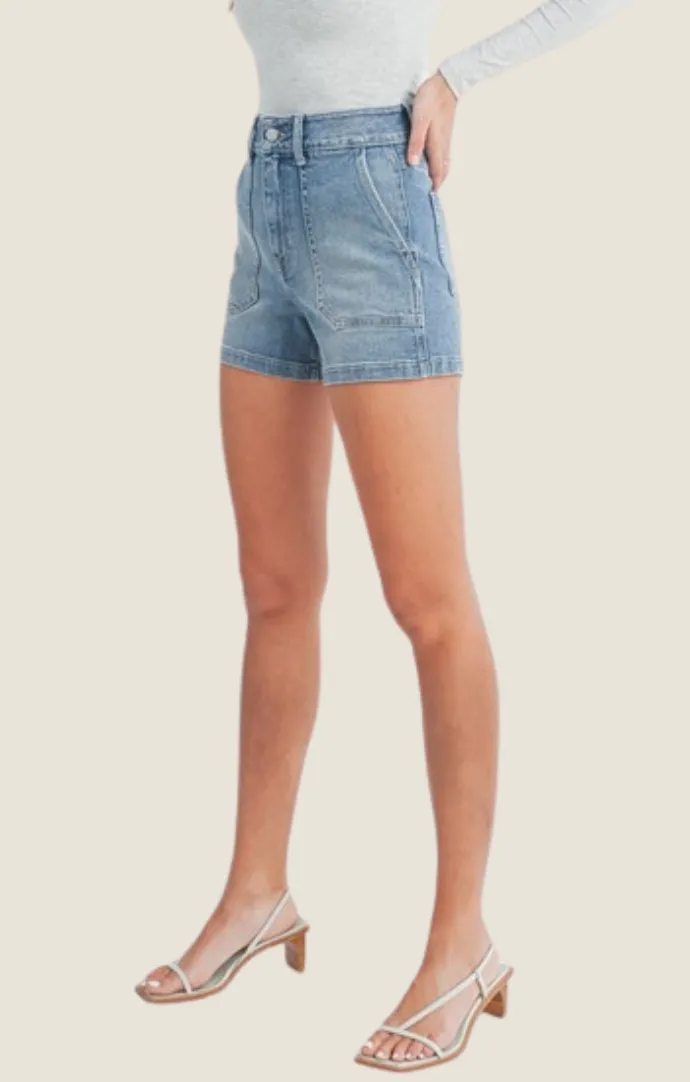 Clara Light Wash Cargo Shorts