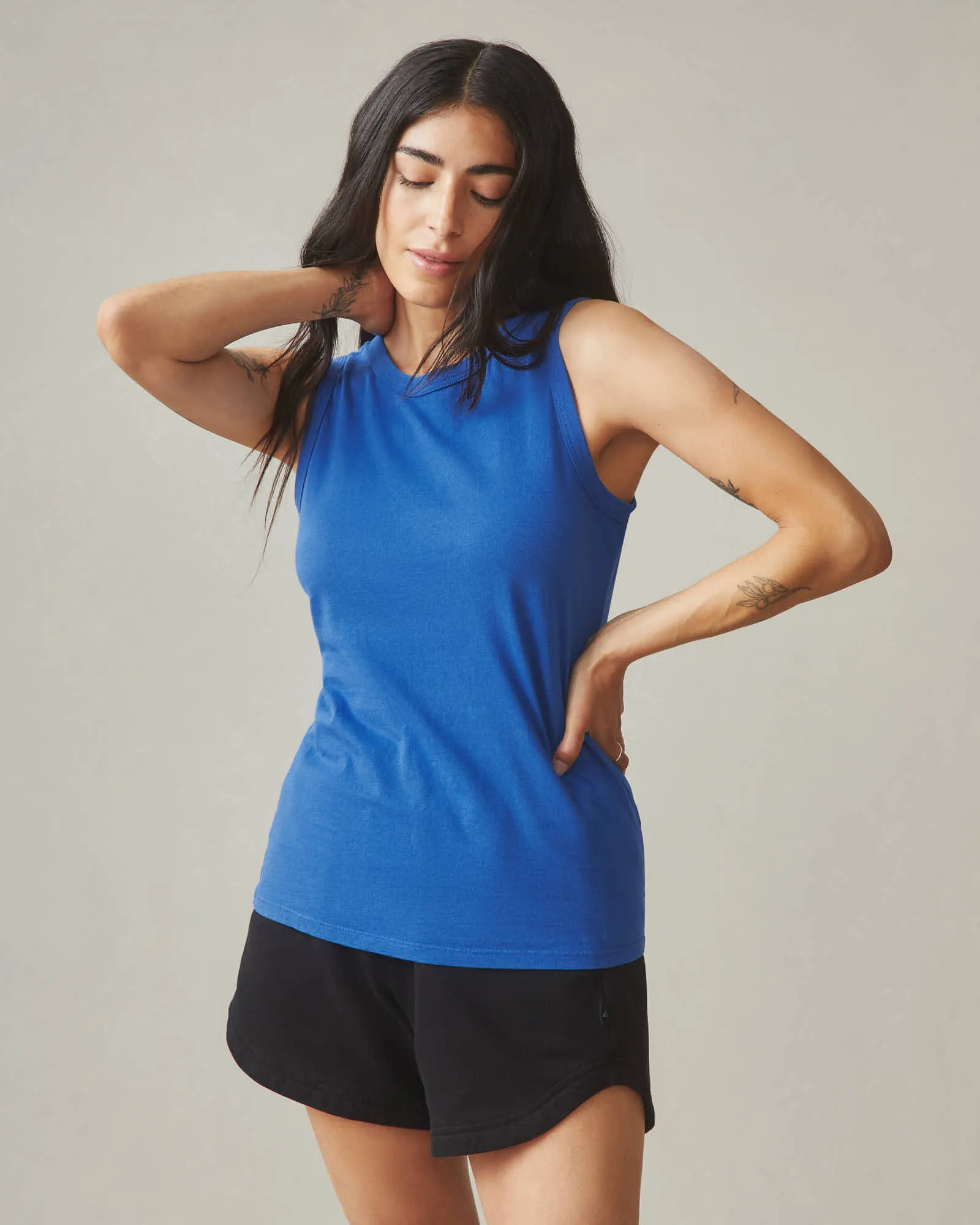 Classic Cotton Muscle Tank - Blue Aura