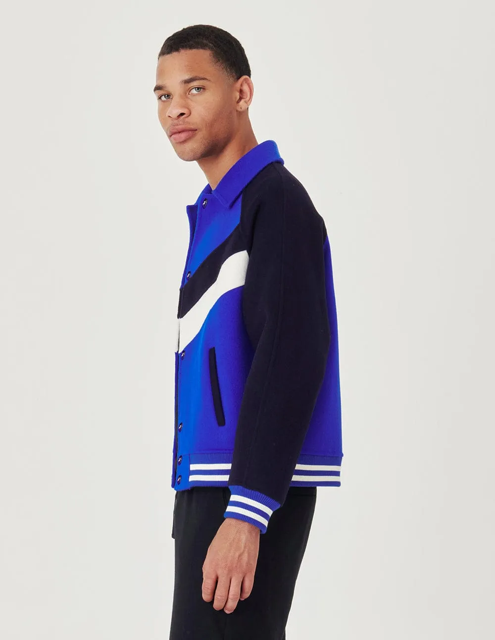 Color-Block Double-Sided Woolen Short Coat
