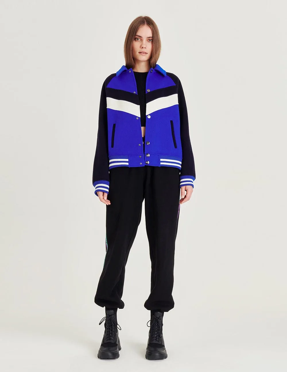 Color-Block Double-Sided Woolen Short Coat