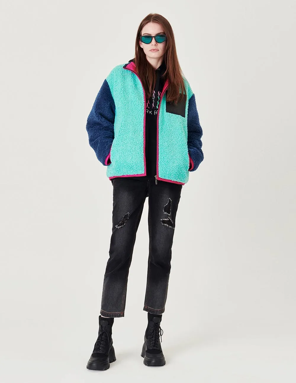 Couple Eco-Friendly Fur Colorblock Jacket