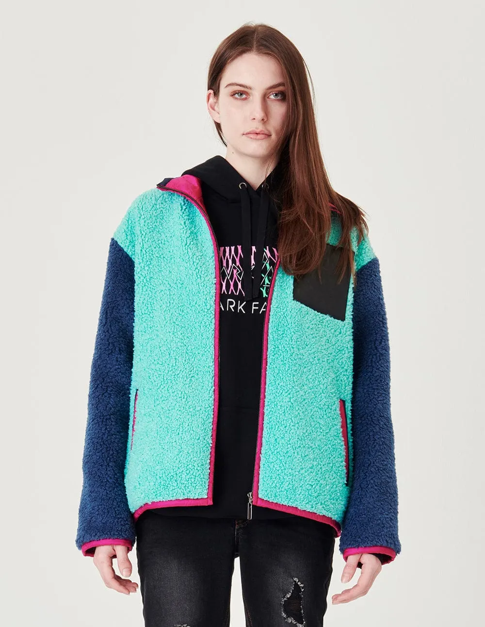Couple Eco-Friendly Fur Colorblock Jacket