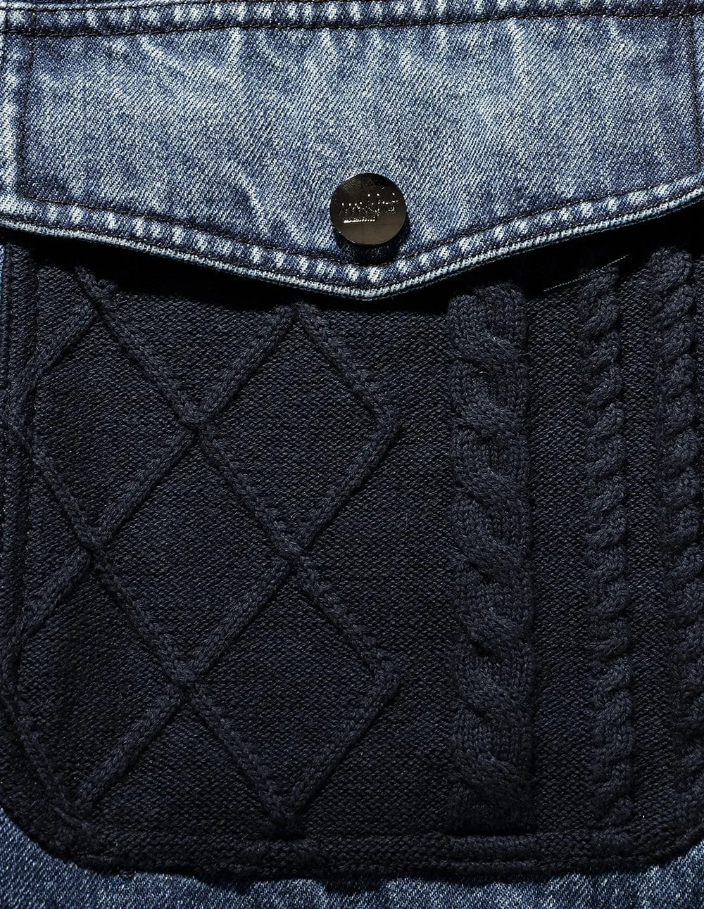 Couple knitted stitching denim jacket