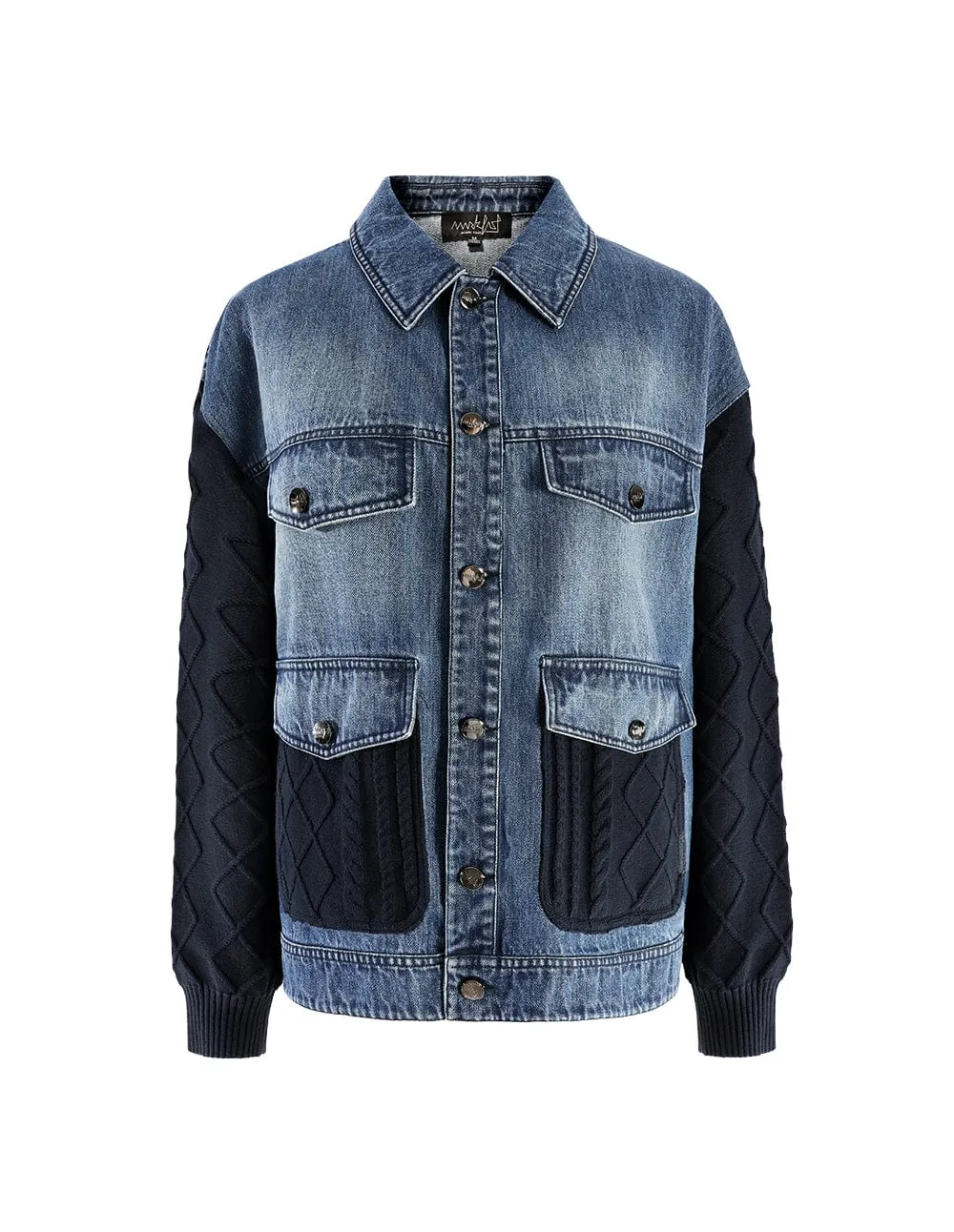 Couple knitted stitching denim jacket