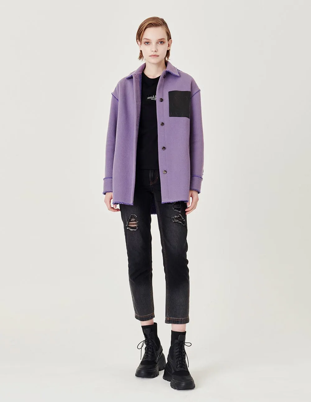 Couples Violet Fleece Denim Jacket