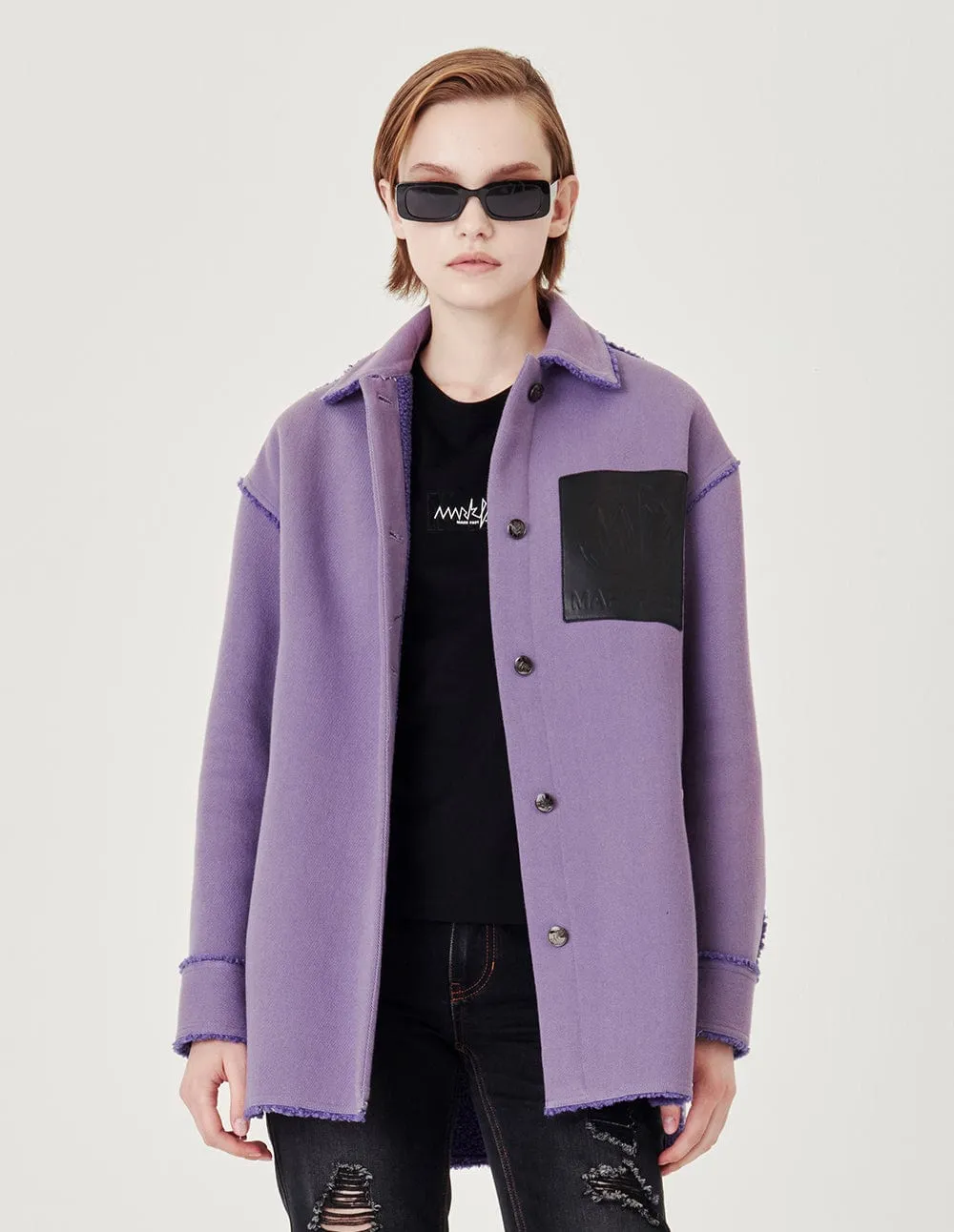 Couples Violet Fleece Denim Jacket