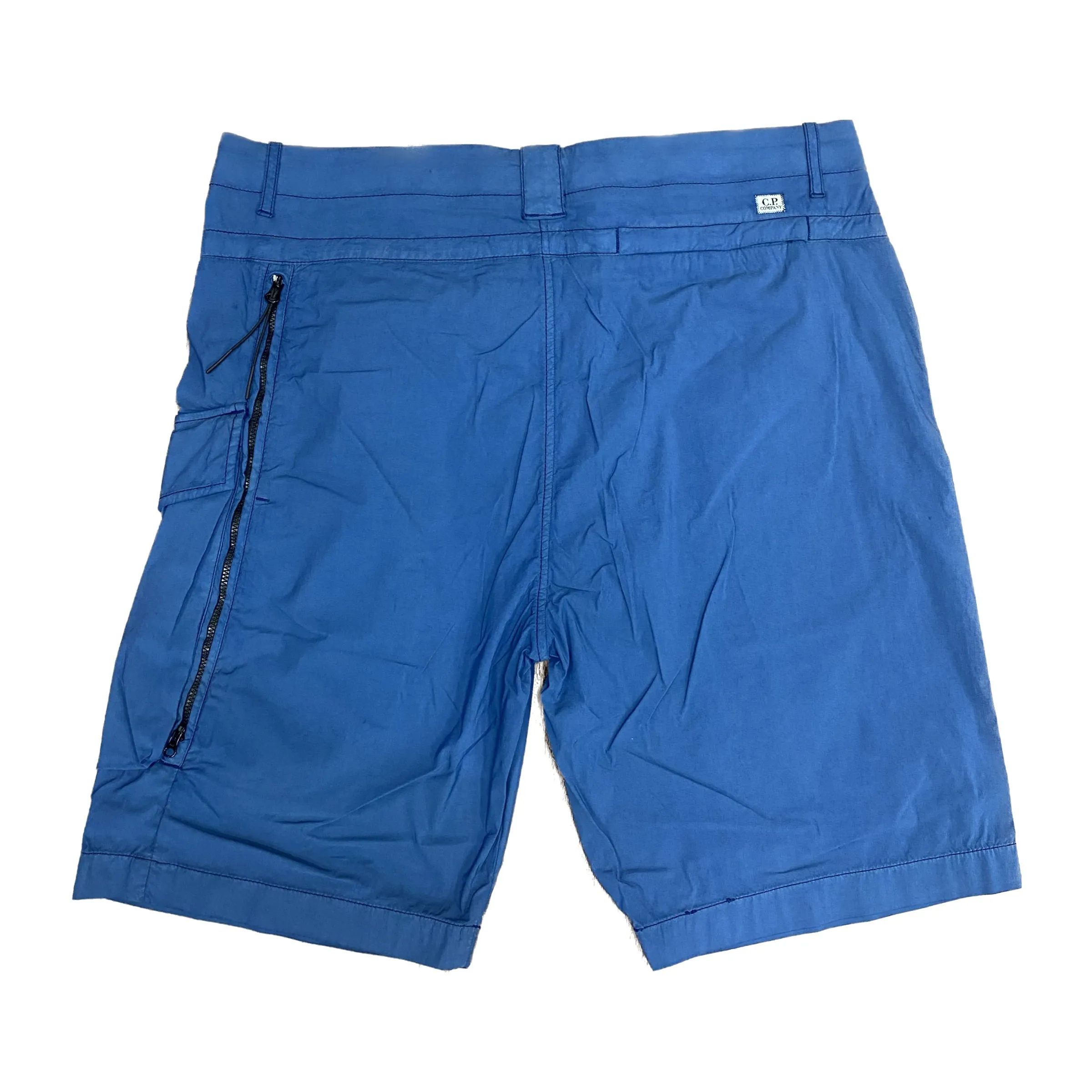 Cp Company 50 Fili Bermuda Stretch Cargo Shorts In Blue Quartz