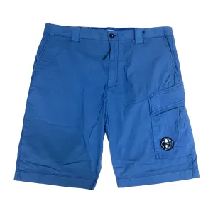 Cp Company 50 Fili Bermuda Stretch Cargo Shorts In Blue Quartz