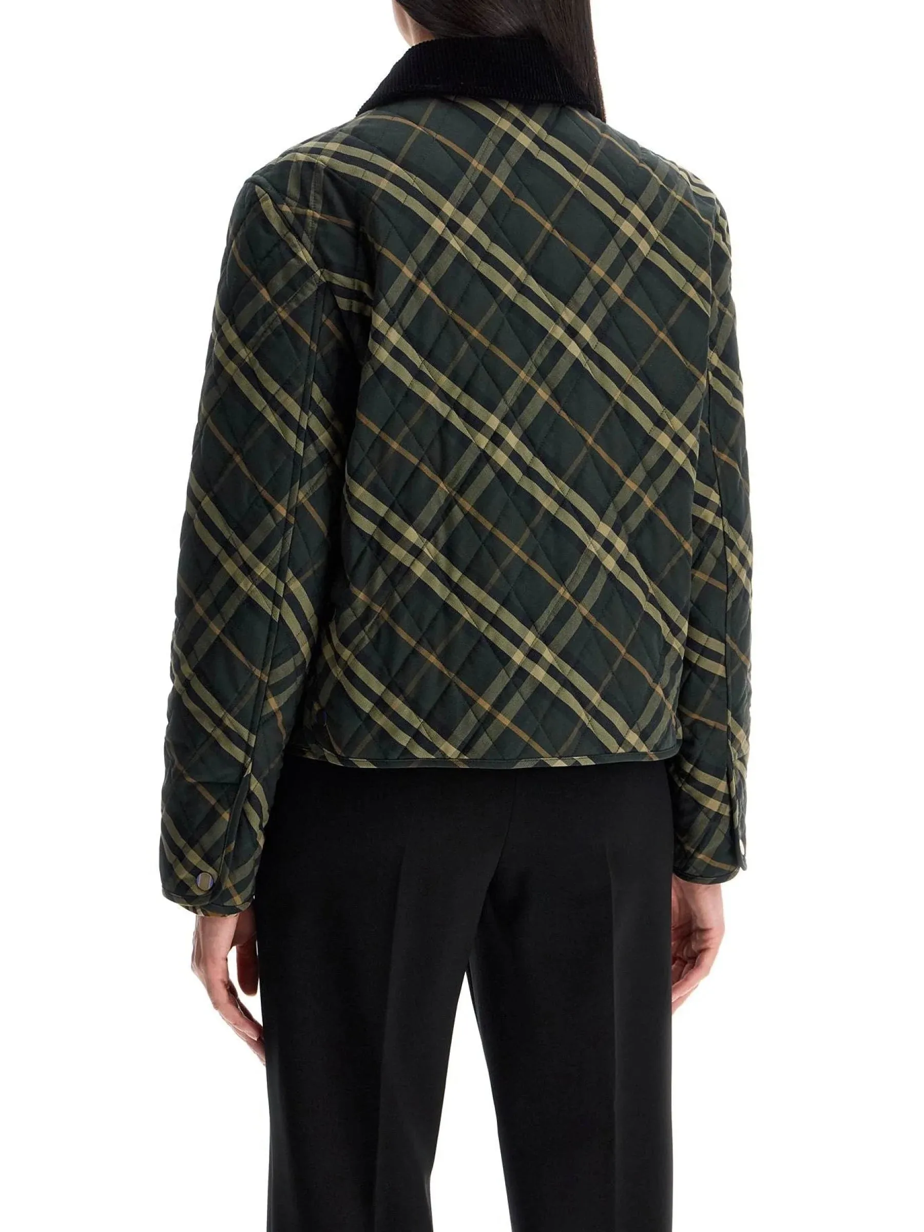 Cropped Quilted Check Jacket
