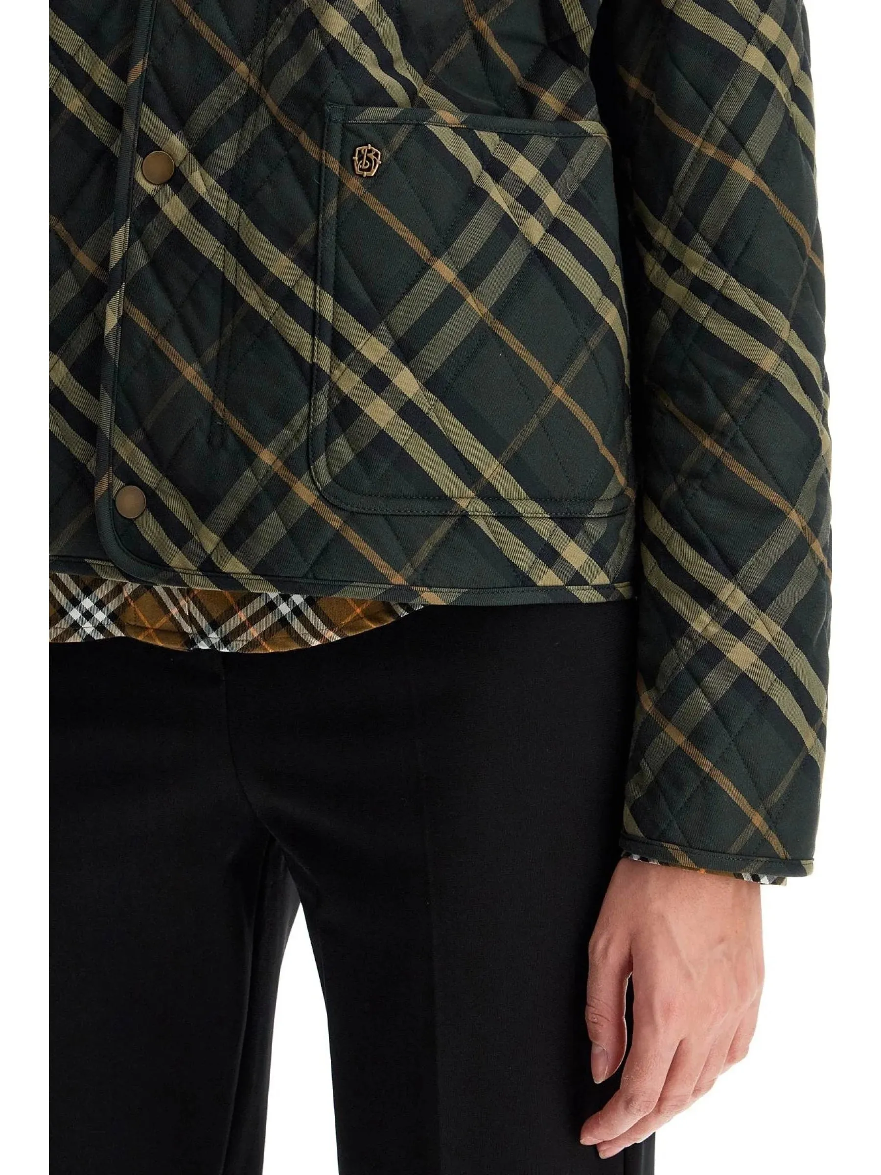 Cropped Quilted Check Jacket