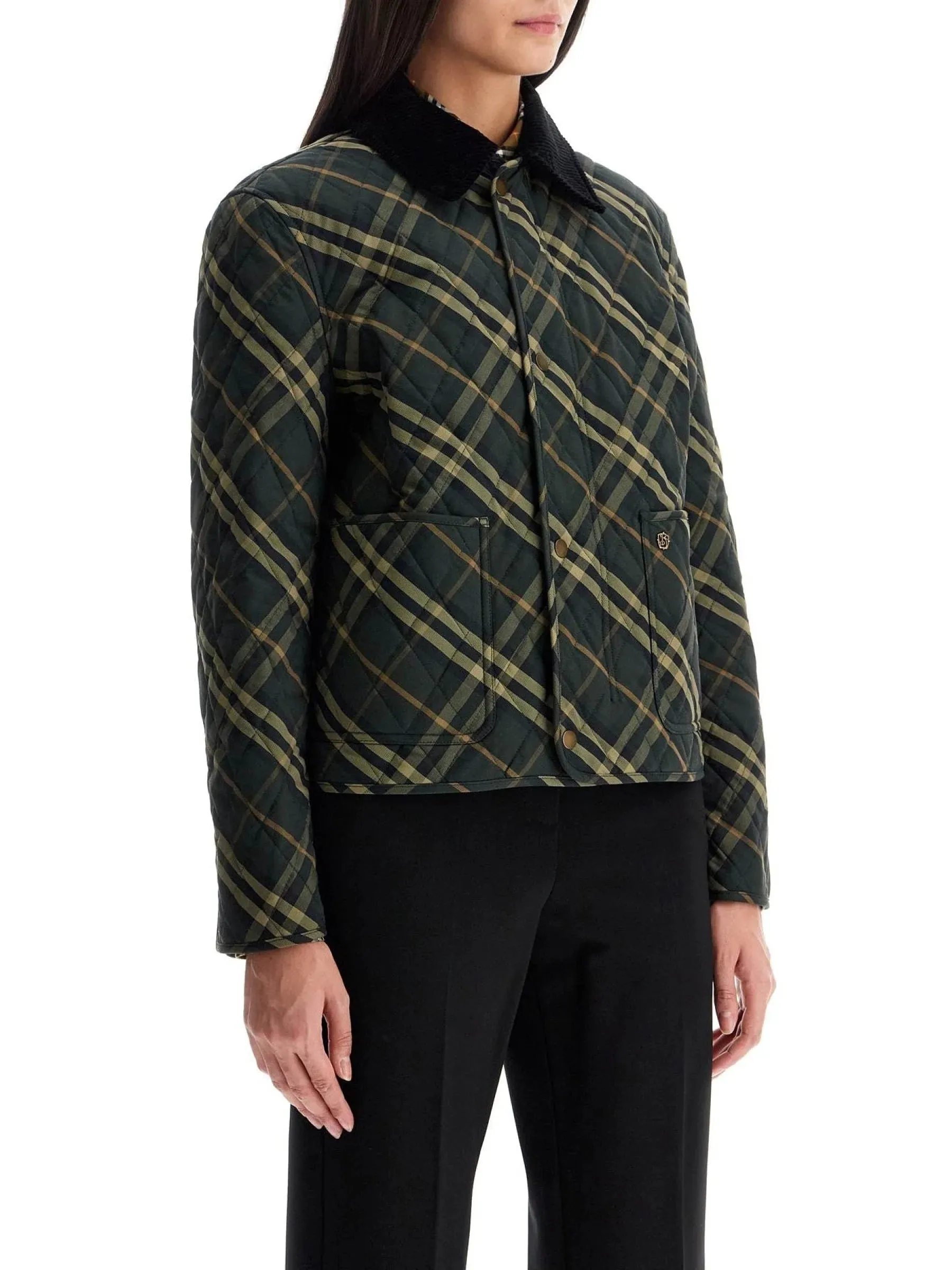 Cropped Quilted Check Jacket