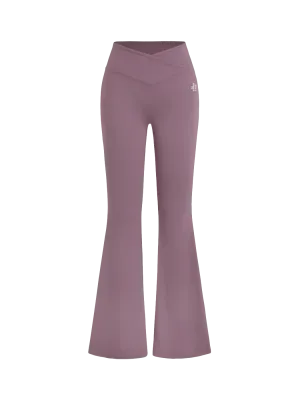 Cross-waist Flared Leggings - Pansy Purple